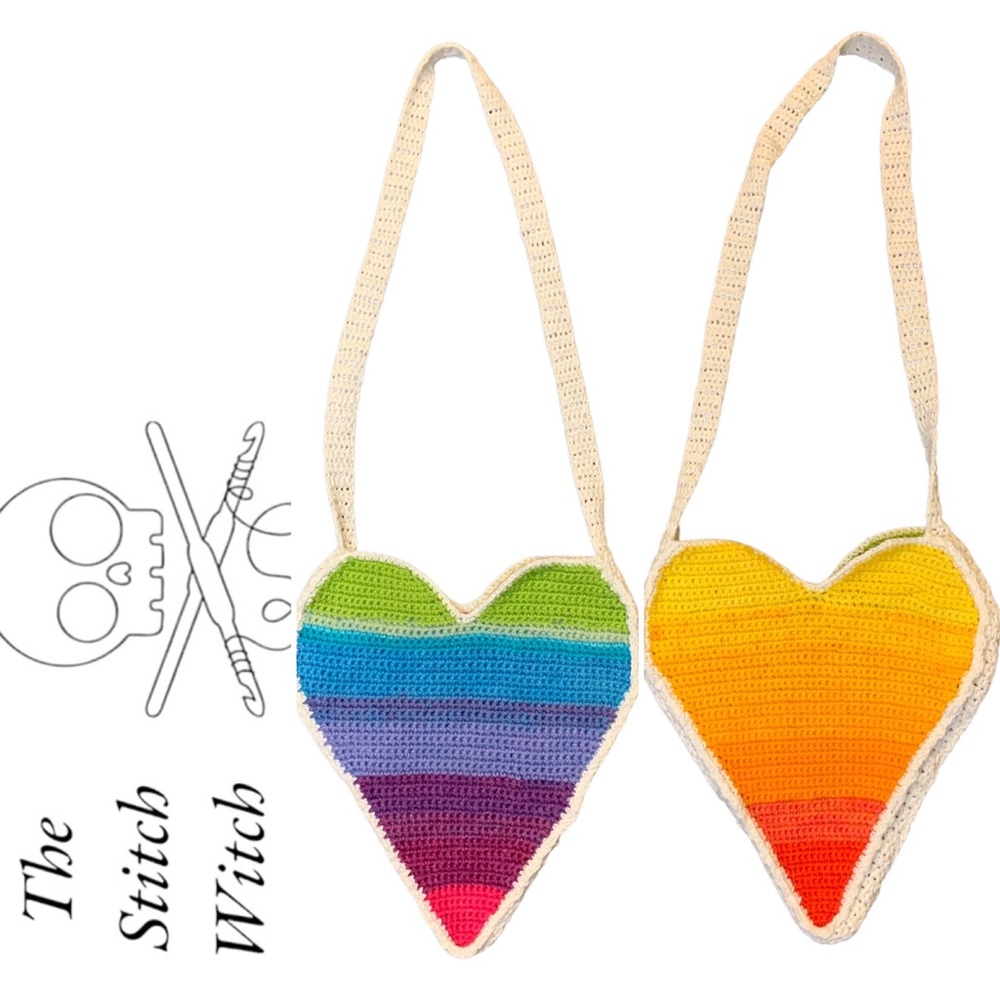 HAND CROCHETED Heart Shaped Bag With Zipper Top